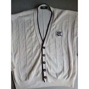 Hunt Club Sweater Mens Large Cardigan Tennis Wimbleton Grandpa Preppy Vintage
